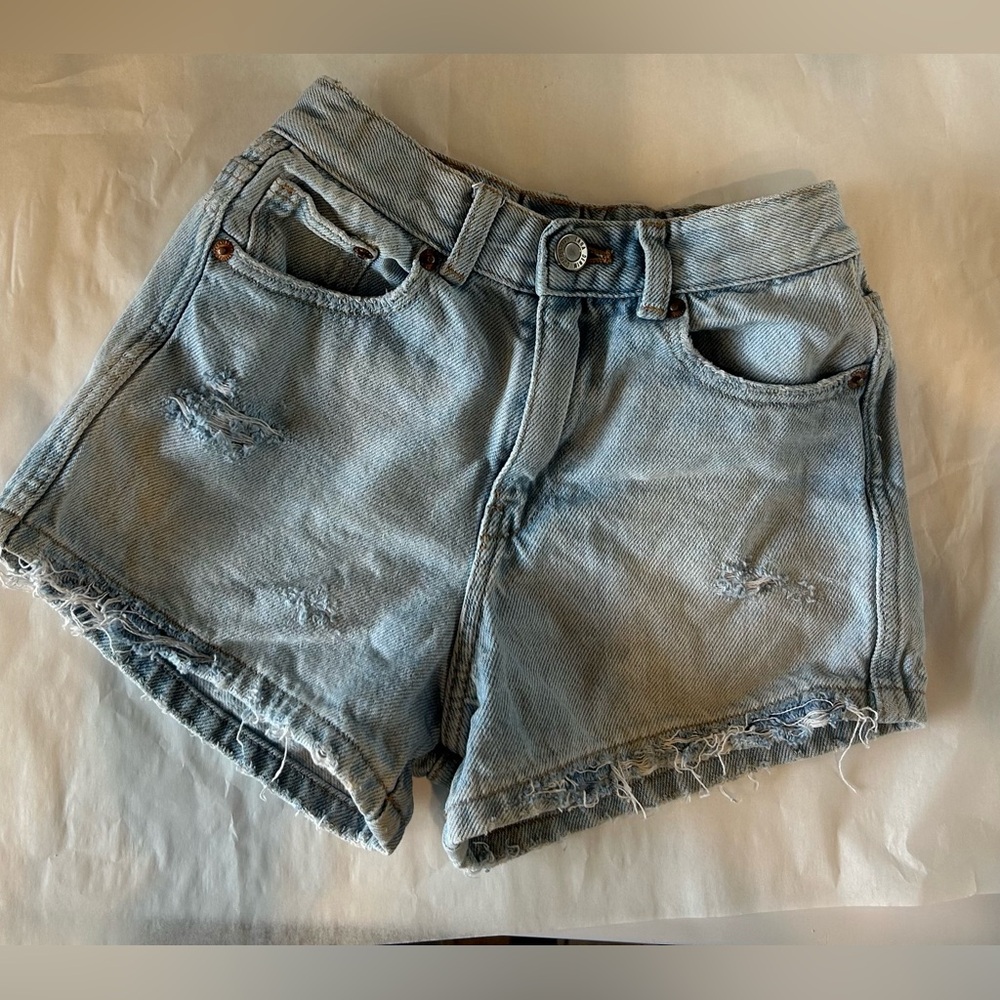 Zara Light Blue Kids Denim Shorts 6/7yo